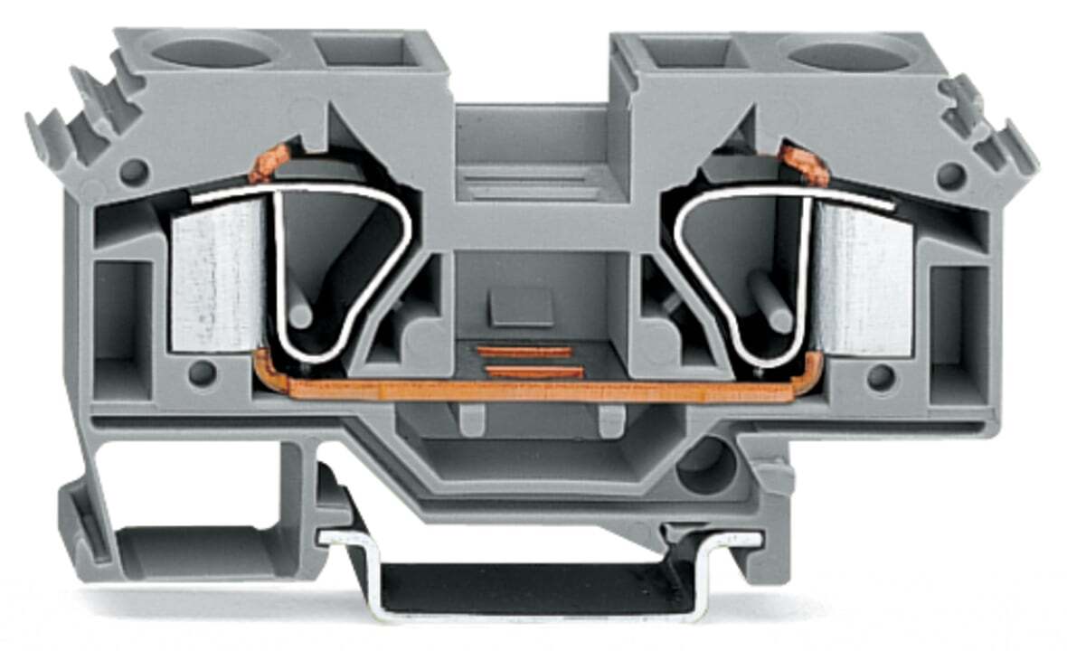 2-conductor through terminal block; 16 mm; lateral marker slots; for DIN-rail 35 x 15 and 35 x 7.5; CAGE CLAMP; 16,00 mm; gray