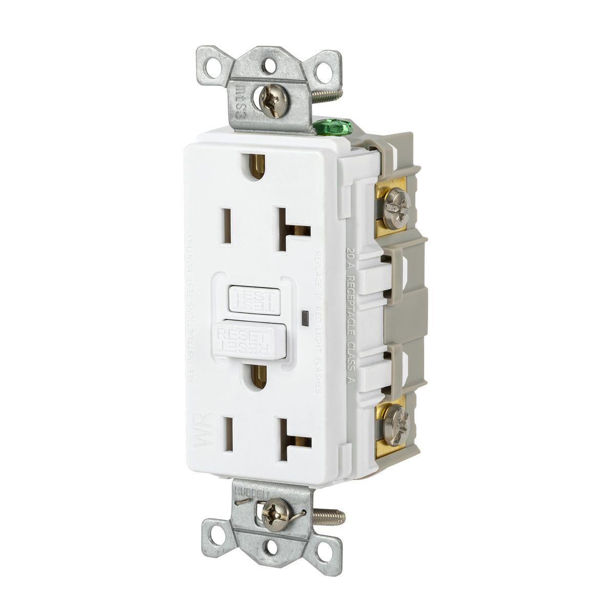 GFRWR20W Wiring Device GFCI Receptacle, 125 V AC, 20 A, White