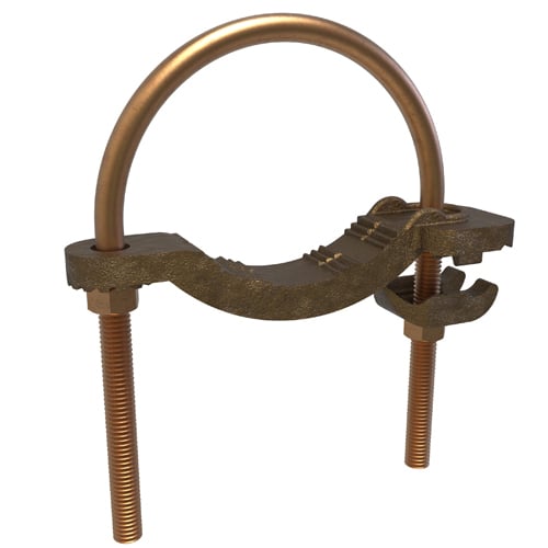 Permaground Copper Waterpipe Ground Clamp, Conductor Range 4/0-4, Pipe Size 2-1/2 to 3-1/2in, UL