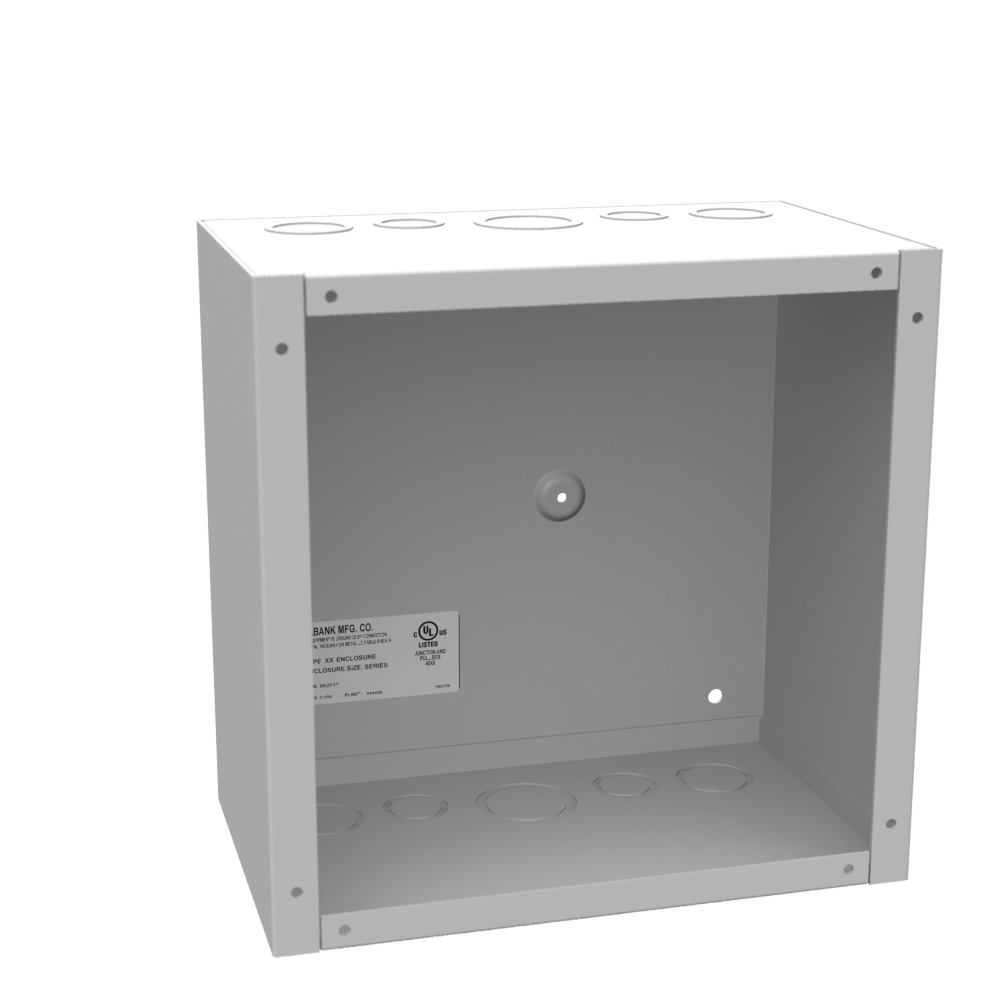 10x6x10 Screw Cover Type 1 UL Listed Steel Knockouts ANSI 61 Gray Cover with Teardrop Slots Mounting Holes in Back