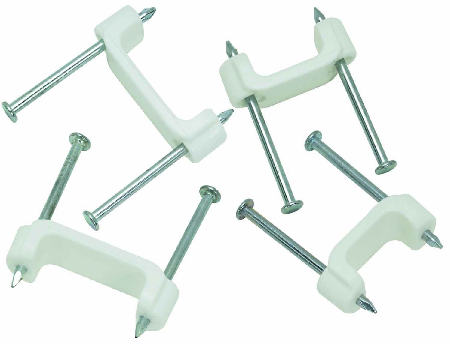 IDEAL, Cable Staple, Staple Size: 3/4 IN, Cable Type: ROMEX, Non-Metallic And Underground Feeder Cable, Material: Smooth Plastic, Color: White, Insulation: Insulated, Finish: Zinc-Plated Nails, Nail Type: Standard