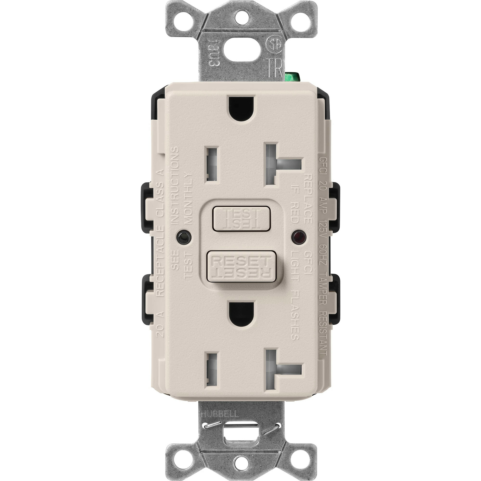 Lutron Claro Tamper-Resistant GFCI Duplex Receptacle, 20-Amp, Taupe