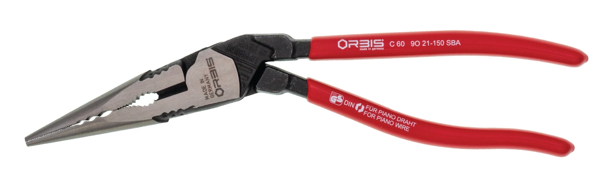 Long Nose 25° Angled Pliers, 8 3/4 in., Plastic Coating