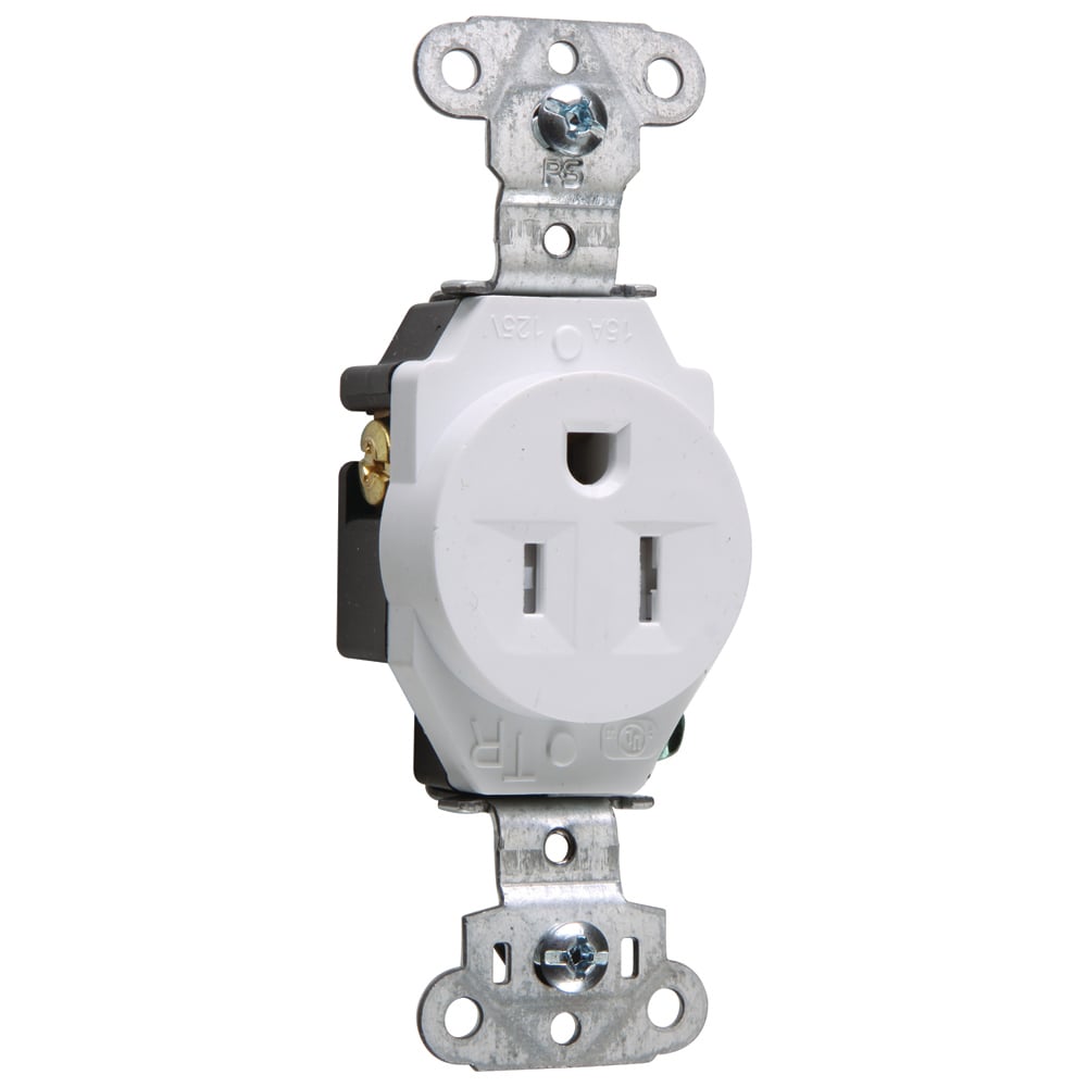 Tamper-Resistant Construction Spec Grade Single Receptacle Back and, Side Wire 15amp 125volt White