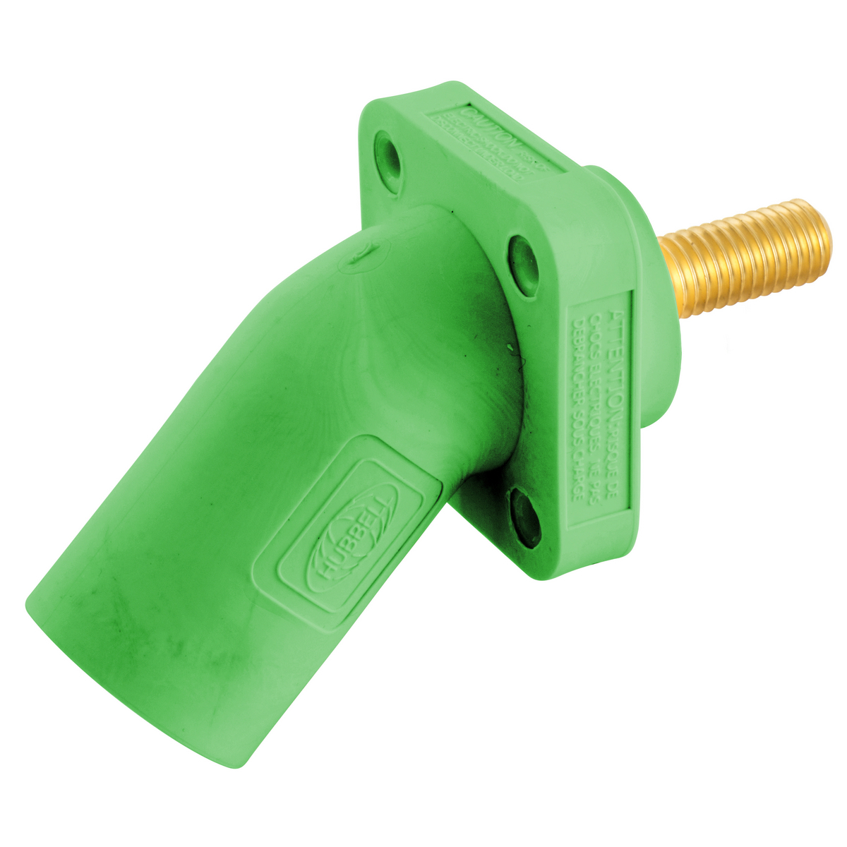 Single Pole Products, 300/400A Series,Inlet, Angled, Threaded Stud, Green
