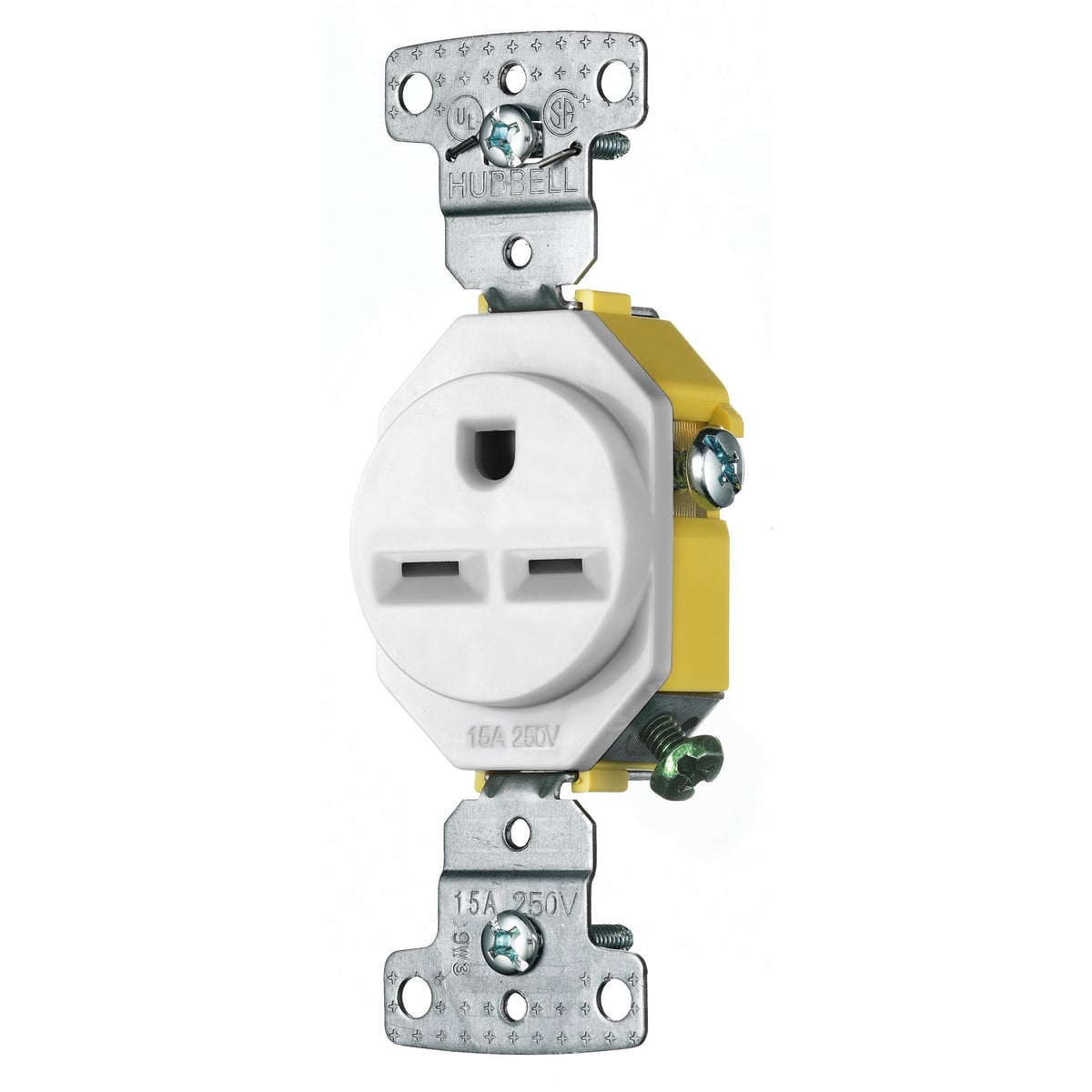 tradeSELECT Straight Blade Receptacle, Residential Grade, Single, 15A 250V, 2-Pole 3-Wire Grounding, 6-15R