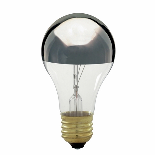 Incandescent General Service Lamp, Designation: 100A/SL, 130 V, 100 WTT, A19 Shape, E26 Medium Base, Silver Crown, C-9 Filament, 1500 HR, Lumens: 960 LM Initial, 4-1/8 IN Length, 2-3/8 IN Diameter