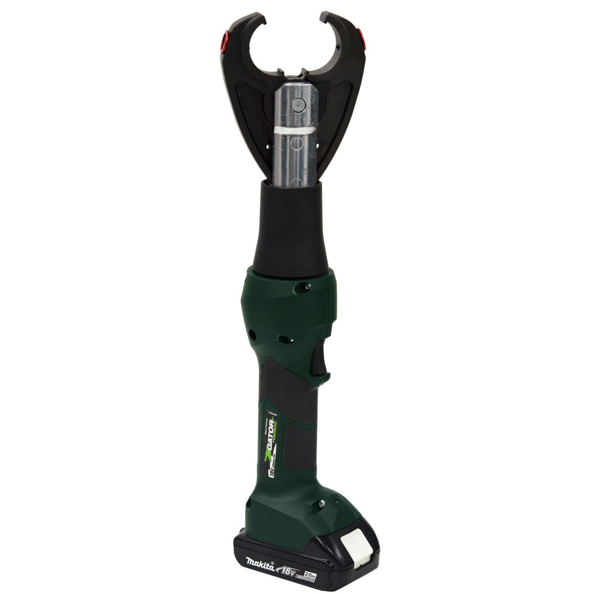 Gator Battery Powered 6 Ton Crimping Tool EK628L.  Equipped with Bluetooth Communication enabled via the Greenlee Gator Eye app.  Features LED display screen communicating pressure and battery levels as well as tool diagnostics with real-time tool feedback.  Intelligent Crimping System Technology includes a pressure sensor that monitors the crimping force of each crimp and provides the operator a visual and audible alert if the force is below specifications.  State of the art 18V lithium ion (Li-ion) battery provides 70 percent more cycles per charge and faster cycle times.  LED light provides the operator with the battery charge and tool maintenance status.  In line tool style is light weight and very easy to control.  One trigger controls all tool functions.  Crimping head rotates 350.  Tools automatically retract when the crimping or cutting cycle is complete.  Overmolded tacky grip areas make gripping the tool easier and more comfortable.  LED work light illuminates dark work areas.  Greenlee battery-powered crimping tools now use bio-degradable oil.  Smart chargers control the charging current, charging voltage and battery temperature to maximize battery life.  Equipped with CJ22 crimping jaws that accept Greenlee KC22 and KA22 series crimping dies.  When equipped with optional CJD3 crimping jaws, can be used with all industry W style crimping dies & Greenlee KD6 series dies.  When equipped with optional CJK crimping jaws, can be used with Thomas & Betts 6-ton crimping dies.Equipped With CJ22 Crimping Jaws That Accept Greenlee KC22 And KA22 Series Crimping Dies.