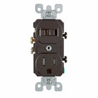 Combination, 15 Amp, 120 Volt AC Toggle Switch, and 15amp, 125 Volt 5-15R Tamper Resistant Receptacle, Grounding, Brown