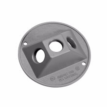 Eaton Crouse-Hinds series weatherproof lamp holder cover, Bronze, Die cast aluminum, (3) 1/2" outlet holes, 4" round, Closure plug