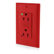 15 Amp, 125 Volt at Receptacle, 20 Amp, 125 Volt Feed-Through, SmartLockPRO GFCI, Hospital Grade, Red
