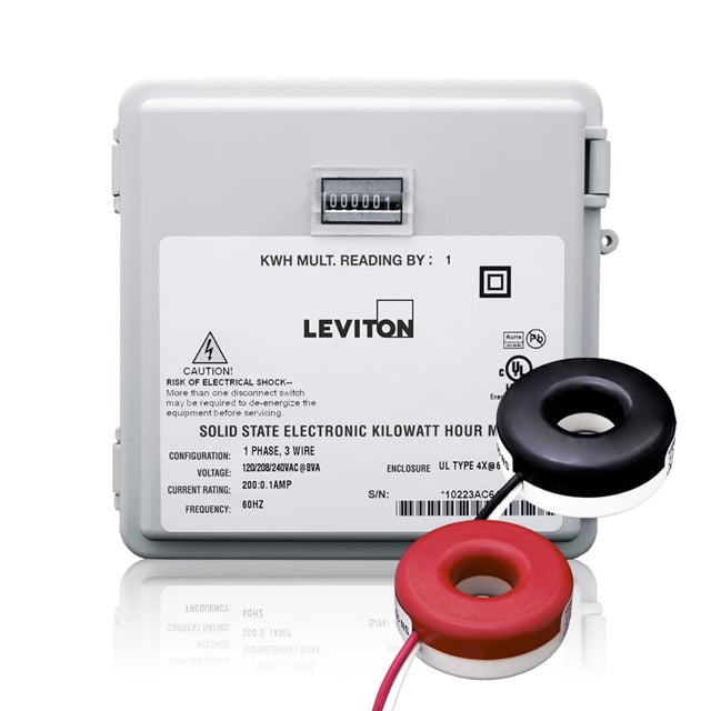 Dual Element Mini Meter Kit, Outdoor Surface Mount Enclosure, LCD Counter, 120/208/240 Volt, 100 Amp with Two Solid Core CTS