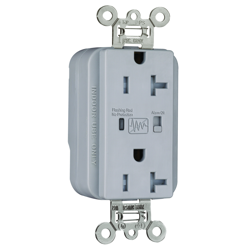 PlugTail Tamper-Resistant Spec Grade Duplex Receptacle 20amp 125volt, Gray