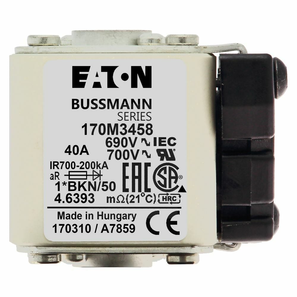 Fuse-link, high speed, 40 A, AC 690 V, compact size 1, 45 x 59 x 51 mm, aR, IEC, UL, single indicator
