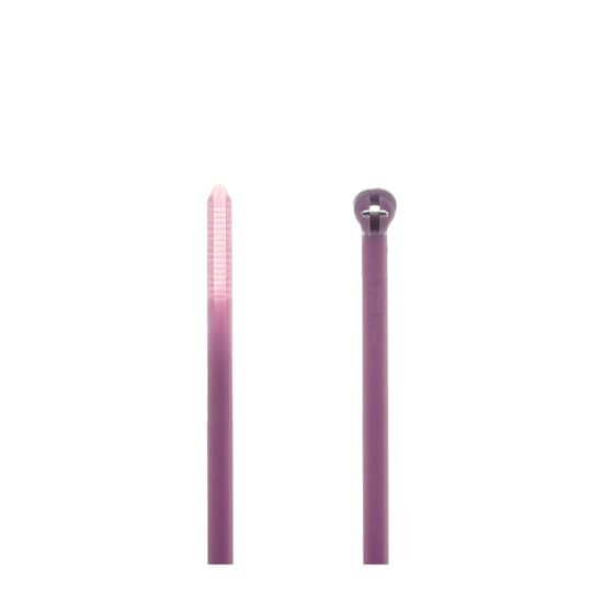 High Performance Cable Tie for Indoor applications, Purple Color Nylon 6.6, Length of 186mm (7.3 Inches) for Bundle Diameter up to 48mm (1.89 Inches), Width of 4.9mm (0.19 Inches), Tensile Strength Rating of 222 Newtons (50 Pounds), Operating Temperature of -60 Degrees Celsius (-76 F) to 85 Degrees Celsius (185 F), UL/EN/CSA62275 Type 2/21S Rated for AH-2 Plenum and as a Flexible Cable and Conduit Support, Military Specified (MIL-SPEC MS3367-1-7), Bulk Pack