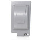 Single Gang Extra-Duty Outlet Box Hood (While-In-Use Cover) Vertical Device Mount Device Mount, Die-Cast Aluminum, Includes Inserts for Single, Duplex and Decora/GFCI Receptacles, Also Includes Pre-Installed Weatherproof Gasket - Gray