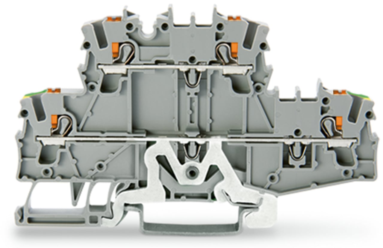 Double-deck terminal block; with push-button; 2.5 mm; PE/L; suitable for Ex e II applications; without marker carrier; for DIN-rail 35 x 15 and 35 x 7.5; Push-in CAGE CLAMP; 2,50 mm; gray