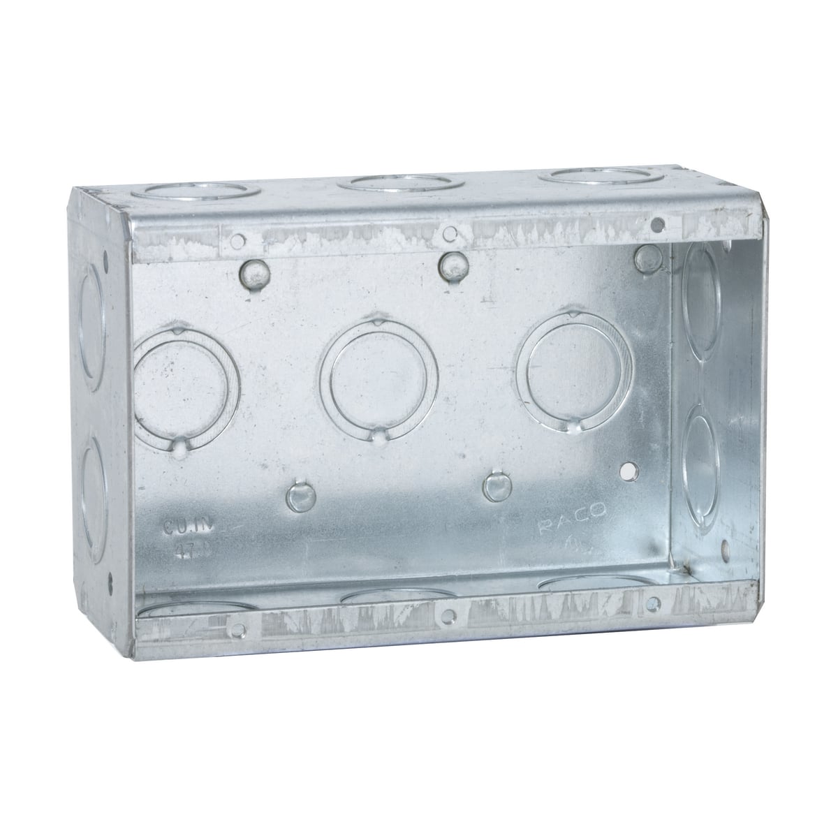 Masonry Bx., 2-1/2 In. Dp. Nongangable w/Conduit KO's, 3-Gang,5-19/32In. Wide