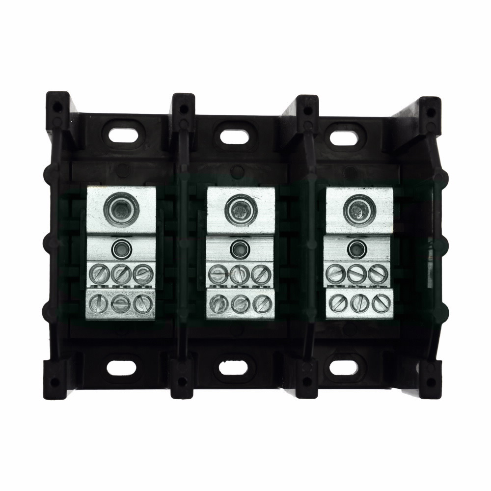 Eaton Bussmann series PDB power distribution block, IP-20 Finger-safe, 600 Vac, 600 Vdc, 175A, Power distribution block, Three-pole, SCCR: 200 kA, Panel, Tin-plated aluminum connectors - PDB321-3