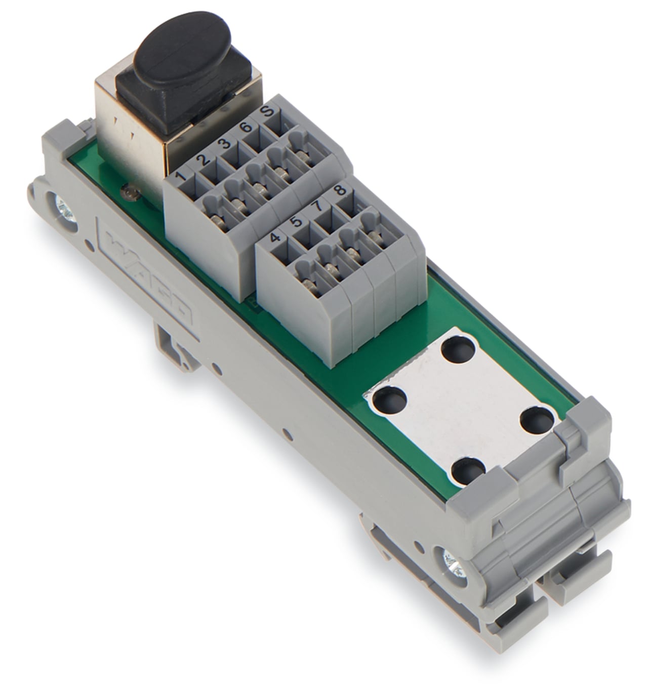 Interface module; RJ-45; PCB terminal blocks, double-row; Cat. 5; in mounting carrier; with shield connection; with shield clamping saddle; 1,50 mm
