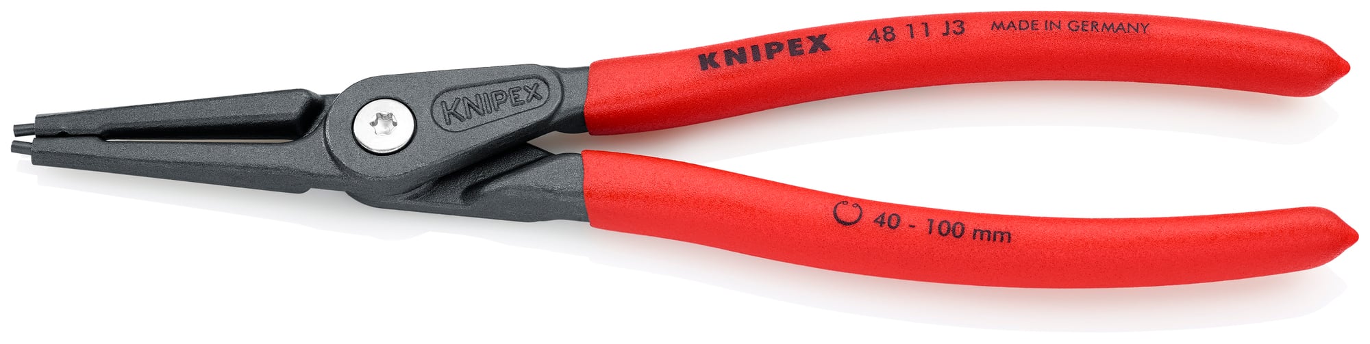 Internal Precision Snap Ring Pliers, 9 in., Non-slip plastic, 3/32 in. Tips