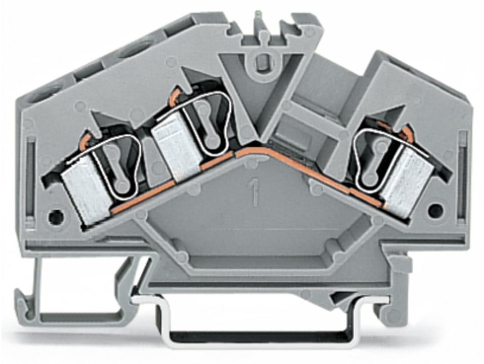 3-conductor through terminal block; 4 mm; center marking; for DIN-rail 35 x 15 and 35 x 7.5; CAGE CLAMP; 4,00 mm; gray