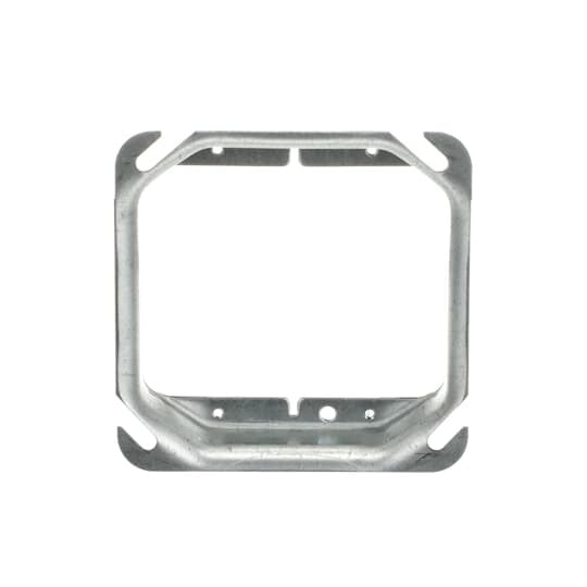 Two Gang Square Device Cover, 12 Cubic Inches, 4 Inch Square x 1 Inch Raised, Pre-Galvanized Steel