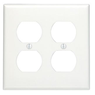 2-Gang Duplex Device Receptacle Wallplate, Standard Size, Thermoset, Device Mount, White