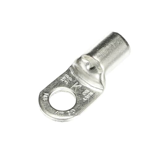 Non-Insulated Tubular Ring Terminal, Length 2.08 Inches, Width .93 Inches, Bolt Hole 1/2 Inch, Wire Range 2/0AN-3/0, Copper, Tin Plated, 50 Pack