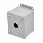 Eaton B-Line series push button enclosures, 4" height, 3" length, 3.25" width, NEMA 4X, Screw cover, PBM4XS enclosure, Surface mounted, Small single door, External mounting feet, 304 stainless steel, Oil-resistant gasket