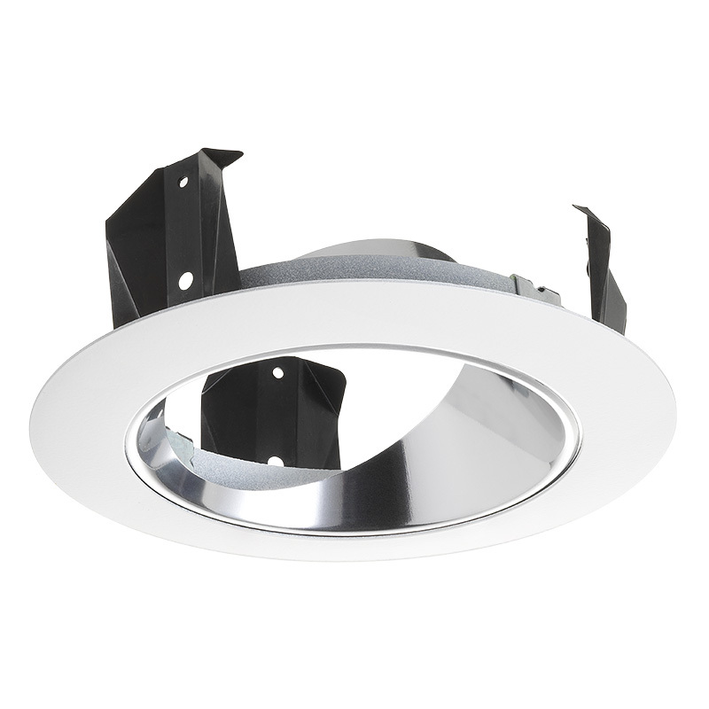 Juno 4-in 47L Series Adjustable Cone Trim, Black Alzak with White Trim Ring