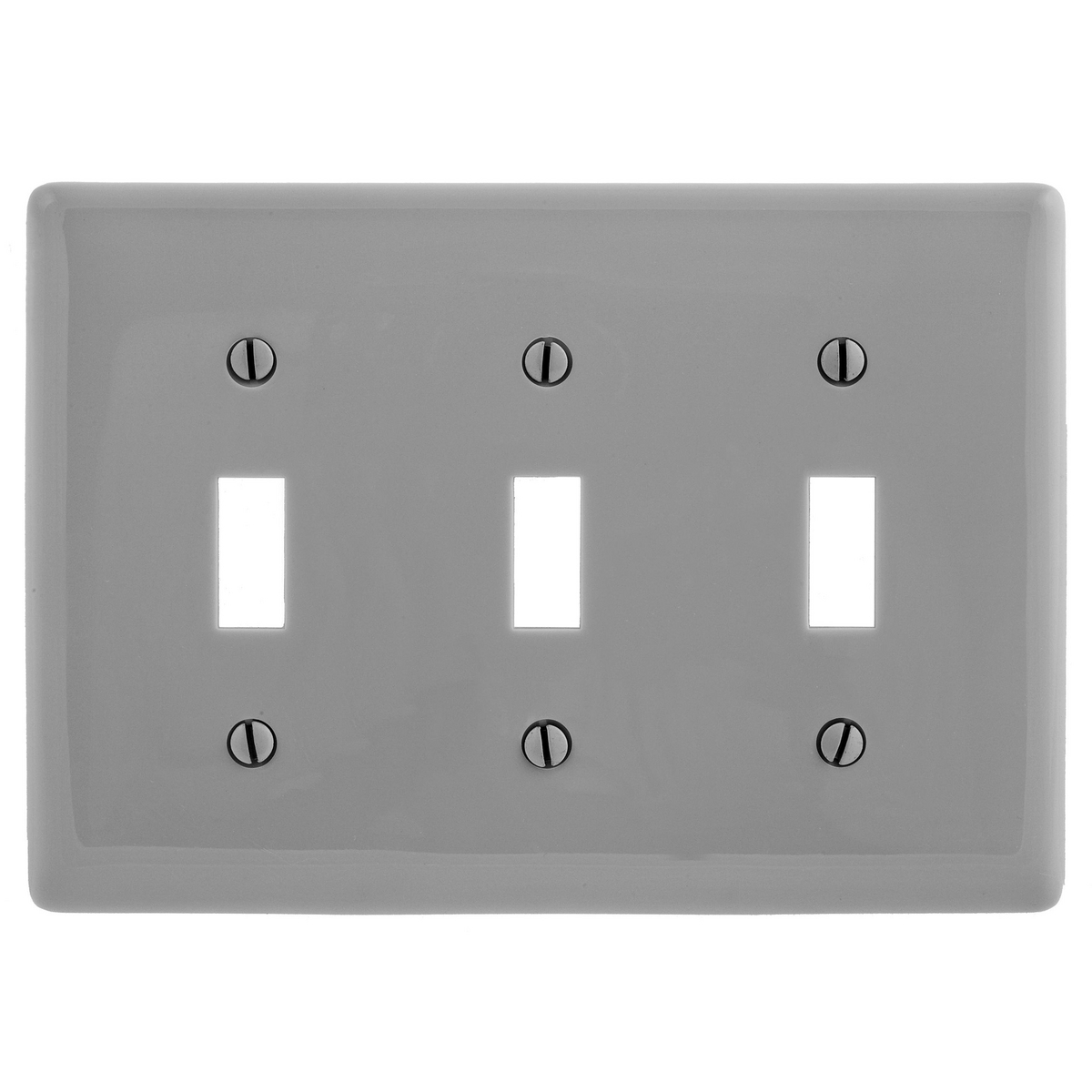 Wallplates and Box Covers, Wallplate, Nylon, 3-Gang, 3) Toggle, Gray