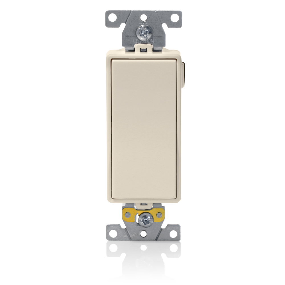 M5631-T Decora Plus Lev-Lok Framed Heavy Duty Illuminated Self-Grounding Rocker Switch, 125 V AC, 20 A, 1 hp, 2 hp Power Rating