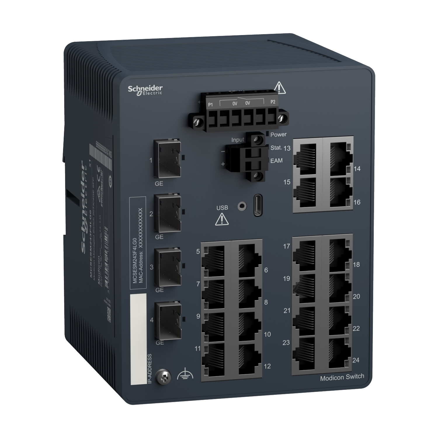 network switch, Modicon Networking, managed, 20 ports for copper with 4Gigabit SFP