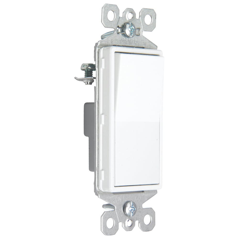 Single Pole, Self-Grounding Decorator Switch, 15 amps, 120/277 volts, White.