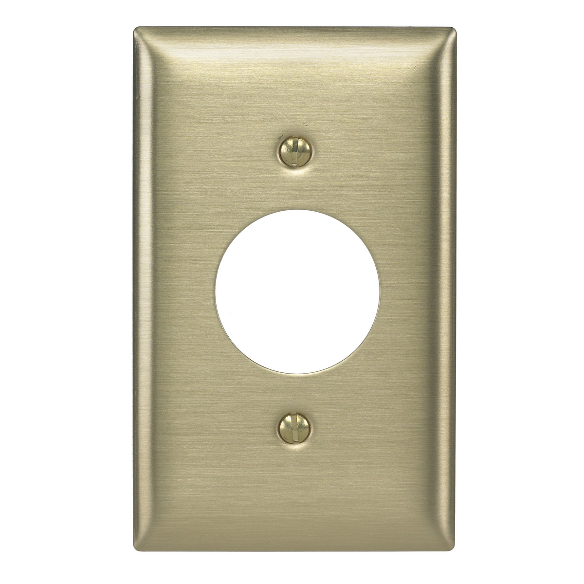 Twist-Lock Devices, Wallplates, 1-Gang, Accessories for 15 Amp  2 and 3 Wire Devices, Brass .04 in. (1.0), horizontal brushed finish.