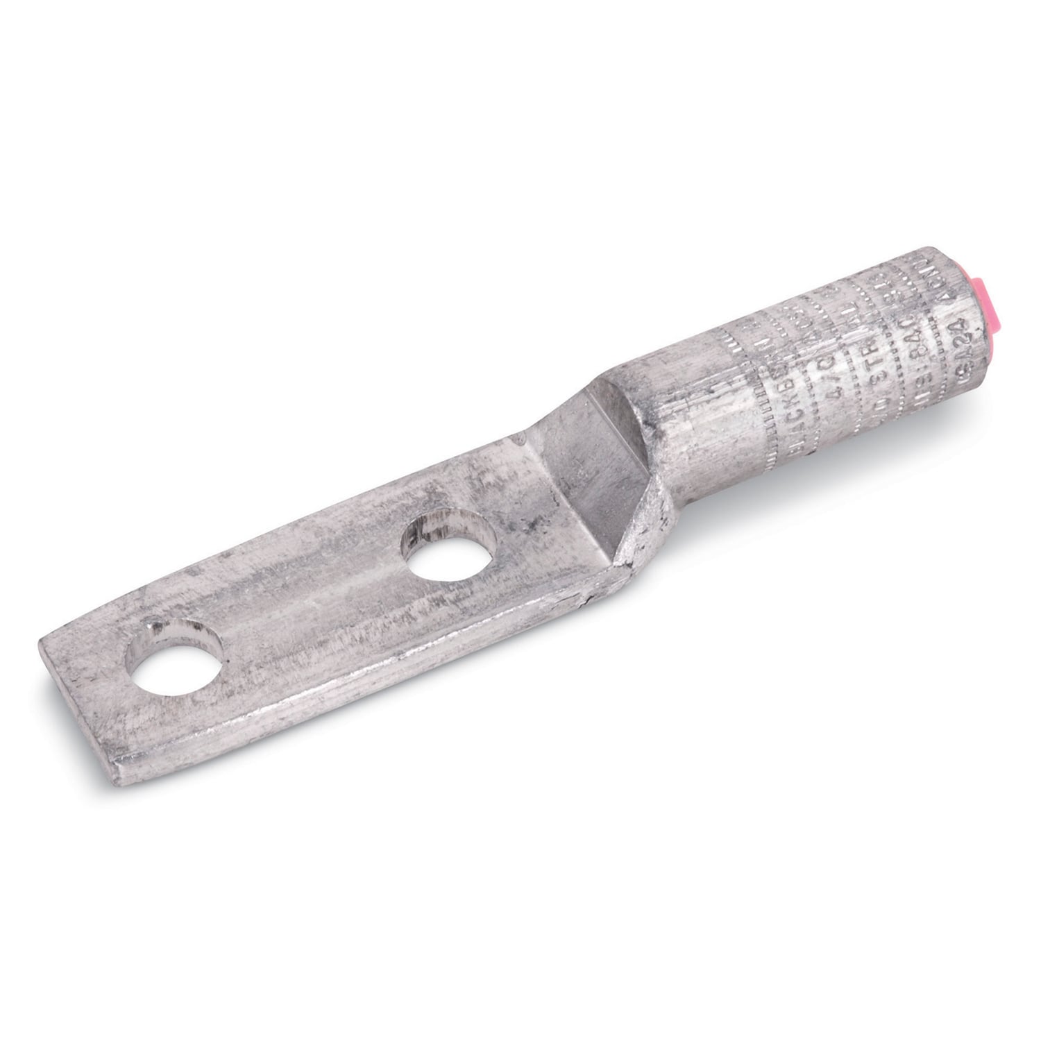 Aluminum Two-Hole Lug - Straight Long Barrel, Wire Range 2/0 ASCR, 2/0 Stranded, 3/0 Compact, 1/2 Inch Bolt Size, Blind-End, Mechanical Dies: 840, K840, 845, TX, Hydraulic Dies: 840, B49EA, EEI 11A, K840, 249, 76, CSA24.  For Aluminum and Copper Conductors