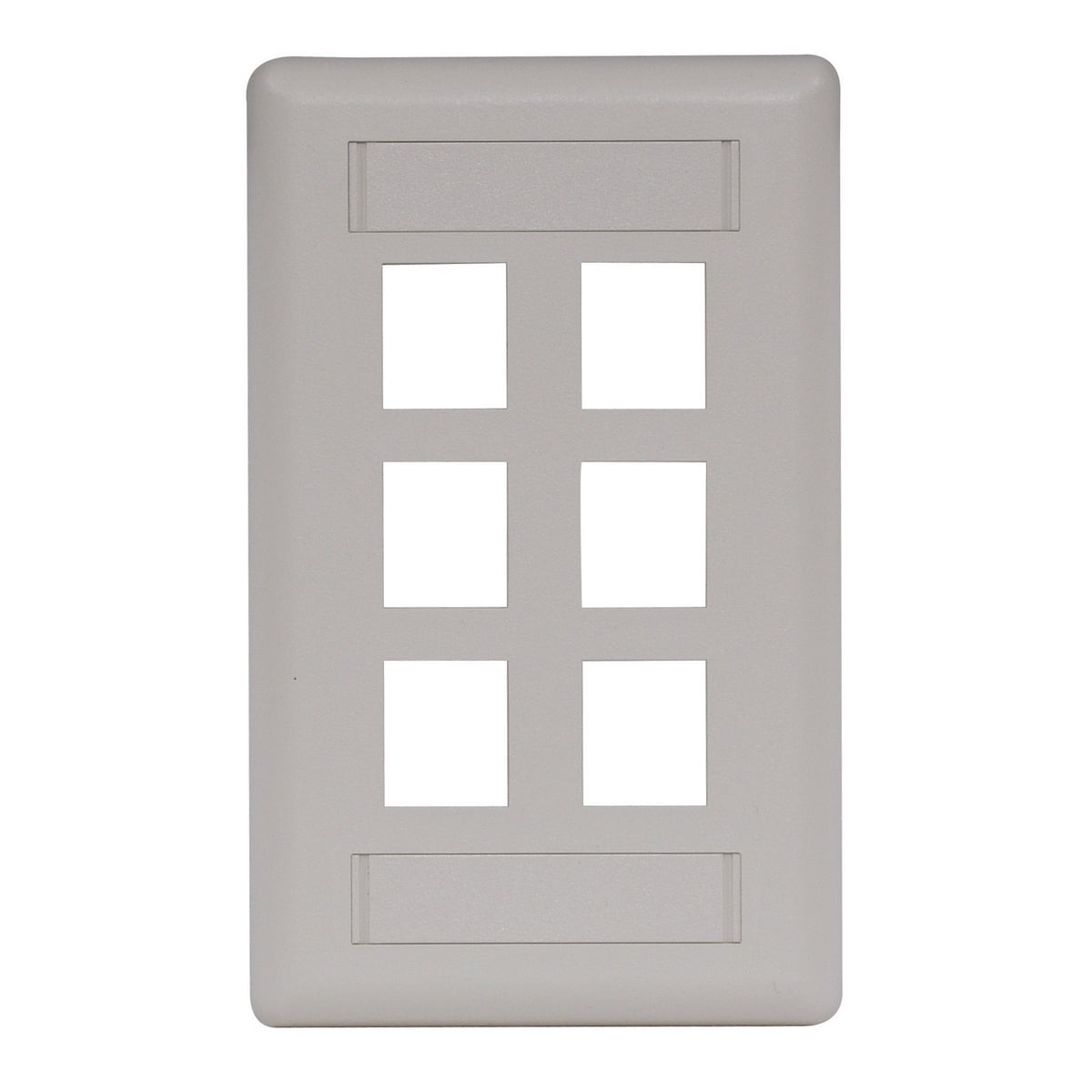 Phone/Data/Multimedia Face Plate, Face Plate, Rear-Loading, 6-Port, Single-Gang, Office White