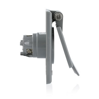 15 Amp, 125 Volt, Power Outlet Receptacle, Straight Blade, Industrial Grade, Grounding, Gray