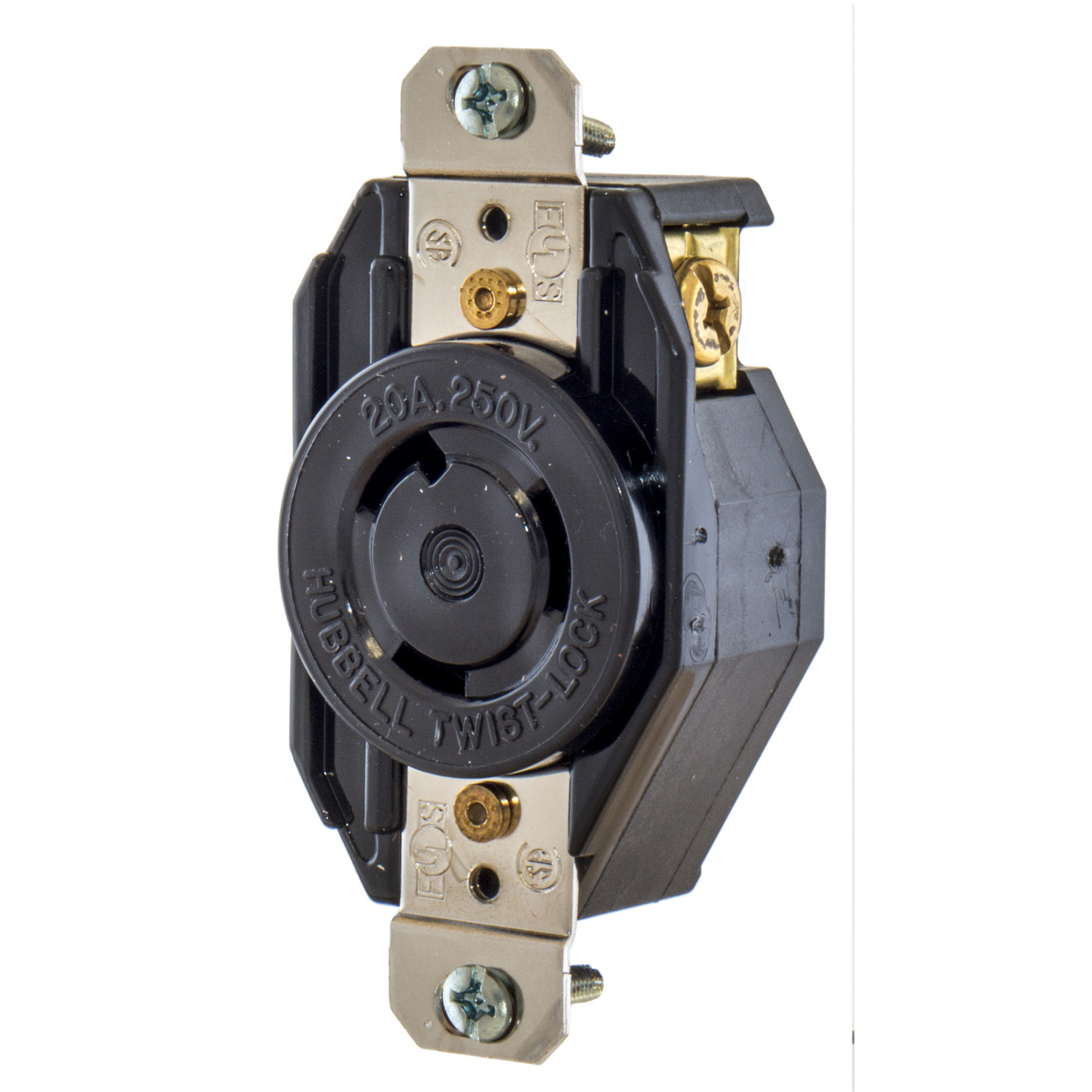 Locking Devices, SELECT SPEC Twist-Lock, Commercial/Industrial, Flush Receptacle, 15A 250V, 2-Pole 3-Wire Grounding, L6-15R, Screw Terminal, Black