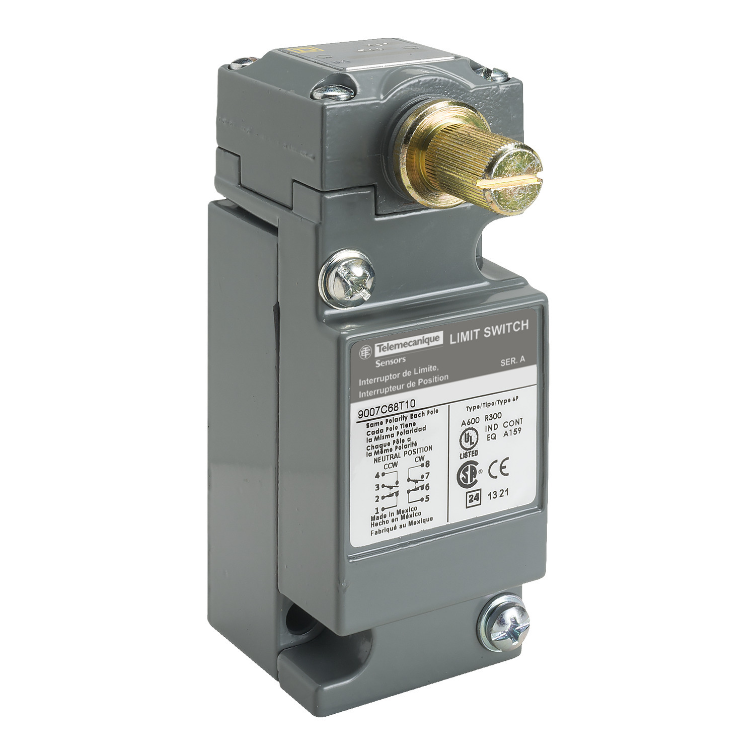 LIMIT SWITCH 600V 10AMP C +OPTIONS,-20...185 F,0.5 Inch NPT Conduit Entrance (screw clamp terminals),10 A,600V,C,heavy duty,Lever Arm (ordered separately) CW and CCW,Limit Switch,NPT conduit entry 0.5 in,Spring Return - Standard Pretravel,UL Listed - CSA Certified - CE Marked