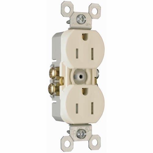 Tamper-Resistant, Duplex Grounding Receptacle meets 2008 National Electrical Code Tamper-Resistant requirements. It protects children: patented shutter system helps prevent improper insertion of foreign objects. It has high-impact resistant thermoplastic construction and superior protection than traditional outlet caps or protection plates. 15 amp, 125 volt. Light Almond.