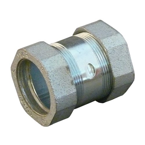 Concrete-Tight Threadless Coupling; 1-1/4 Inch, Steel, Malleable Iron, Compression