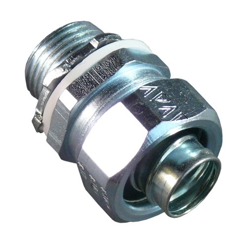 ST Series Straight Liquidtight Connector; 1 Inch, Steel Body, Electro-Plated Zinc, Tapered NPT