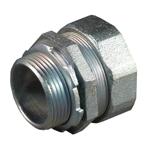 Straight Liquidtight Connector with Plain Throat, 4 inch, Malleable Iron, Zinc Electroplate