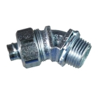 45 deg Liquidtight Connector with Plain Throat, 3/4 inch, Malleable Iron, Zinc Electroplated