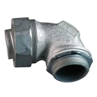 90 deg Liquidtight Connector with Plain Throat, 2 inch, Malleable Iron, Zinc Electroplated