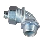 ST Series 90 Degree Liquidtight Connector; 1/2 Inch, Malleable Iron, Chromate, Epoxy Powder Coat/Electro-Plated Zinc, Tapered NPT