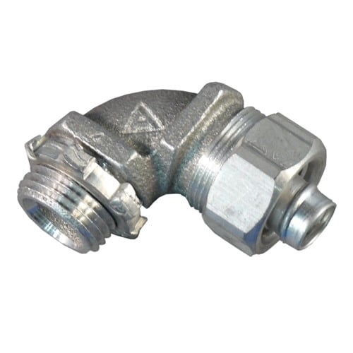 Liquidtight 90 Degree Connector With Plain Throat; 1/2 Inch, Copper-Free Aluminum