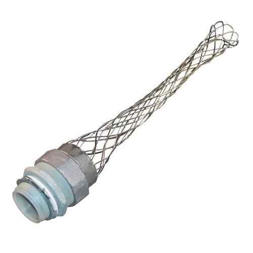 Straight Liquidtight Connector with Wire Mesh Strain Relief, 1-1/4 inch, Malleable Iron, Zinc Electroplated